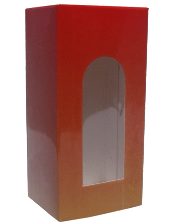 Orange Shade design folding carton box with window. Size: 1.5\deep x 1.5
