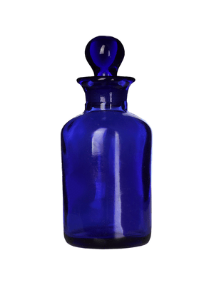 Apothecary style 280ml blue glass bottle with blue glass stopper.