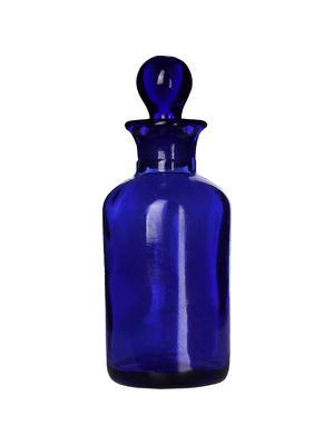 Apothecary style 120ml blue glass bottle with blue glass stopper.