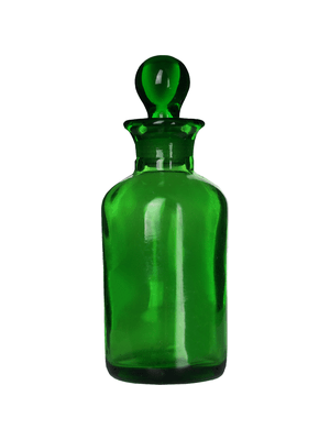 Apothecary style 120ml green glass bottle with green glass stopper.