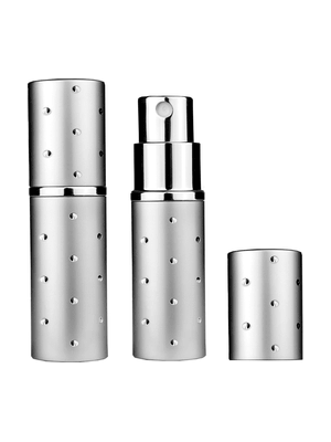 Silver atomizer design 10 ml bottle with dots.