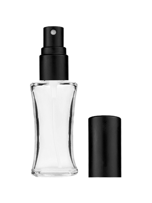 Daisy design 10ml, 1/3oz Clear glass bottle with matte black spray.