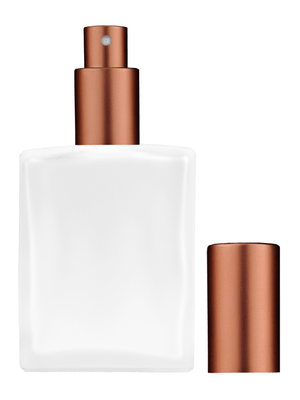 Elegant design 60 ml, 2oz frosted glass bottle with matte copper spray pump.