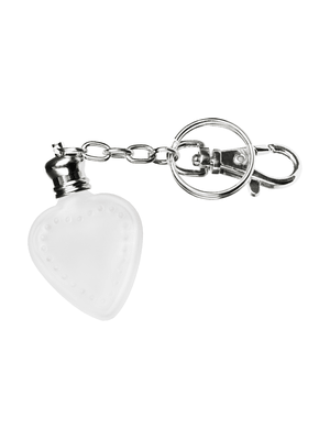 Heart design 4 ml, Frosted glass bottle with silver key chain.
