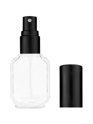 Footed rectangular design 10ml, 1/3oz Clear glass bottle with matte black spray.