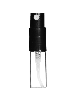 2ml Clear Glass Bottle with Black Spray Pump and Clear Cap. 