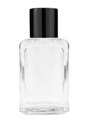 Empty Clear glass bottle with short shiny silver cap capacity: 15ml, 1/2oz. For use with perfume or fragrance oil, essential oils, aromatic oils and aromatherapy.