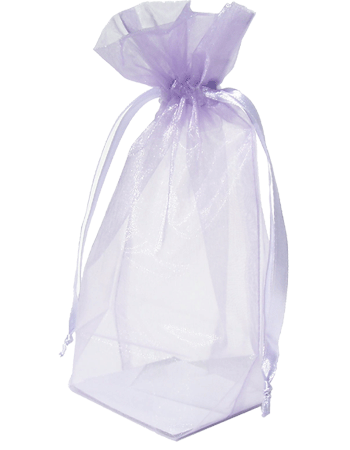 Lavender Organza / sheer gusseted gift bag. Size : 8? tall x 5.5? wide