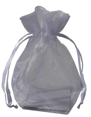 Silver Gray Organza / sheer gusseted gift bag. Size : 6 inches x 4.5 inches