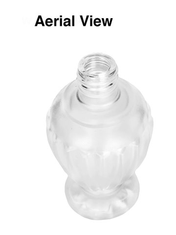 Diva design 46 ml, 1.64oz frosted glass bottle with reducer and brown faux leather cap.