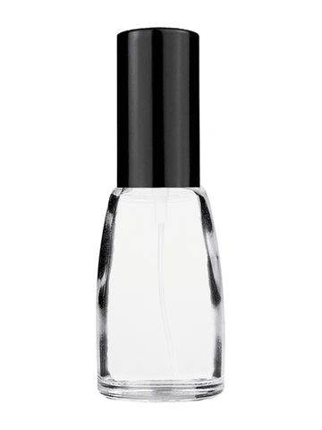 Bell design 10ml, 1/3oz Clear glass bottle with shiny black spray.