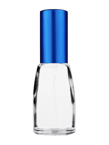 Bell design 10ml, 1/3oz Clear glass bottle with matte blue spray.