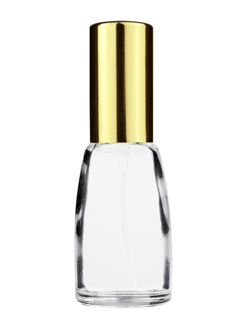 Bell design 10ml, 1/3oz Clear glass bottle with shiny gold spray.