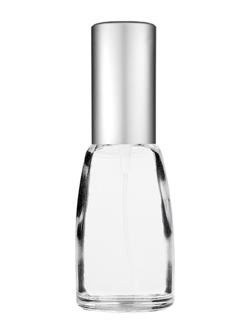 Bell design 10ml, 1/3oz Clear glass bottle with matte silver spray.