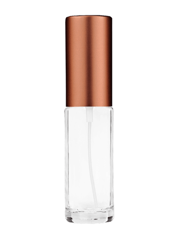 Cylinder design 5ml, 1/6oz Clear glass bottle with matte copper spray.