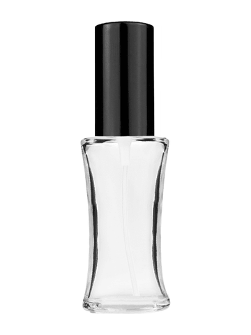 Daisy design 10ml, 1/3oz Clear glass bottle with shiny black spray.