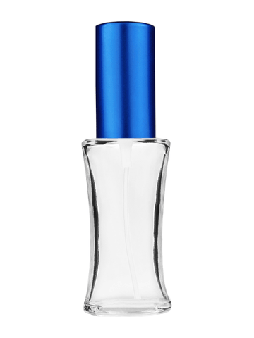 Daisy design 10ml, 1/3oz Clear glass bottle with matte blue spray.