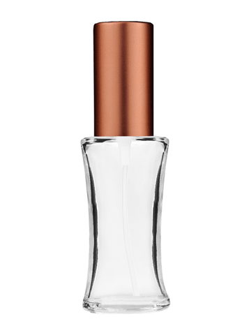 Daisy design 10ml, 1/3oz Clear glass bottle with matte copper spray.