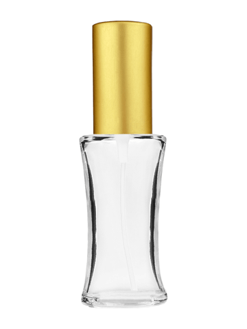 Daisy design 10ml, 1/3oz Clear glass bottle with matte gold spray.