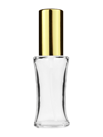 Daisy design 10ml, 1/3oz Clear glass bottle with shiny gold spray.