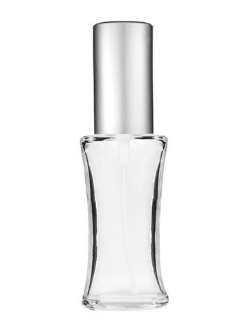 Daisy design 10ml, 1/3oz Clear glass bottle with matte silver spray.