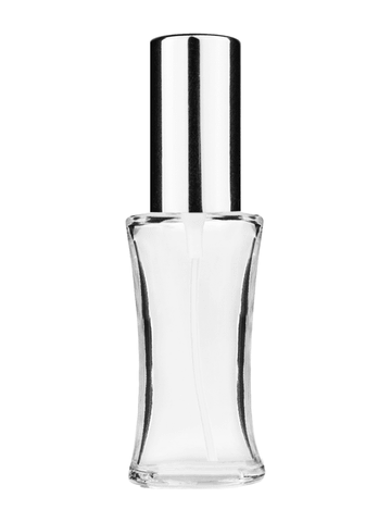Daisy design 10ml, 1/3oz Clear glass bottle with shiny silver spray.