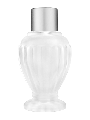 Diva design 30 ml, 1oz frosted glass bottle with reducer and silver matte cap.