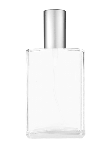 Elegant design 100 ml, 3 1/2oz  clear glass bottle  with matte silver spray pump.