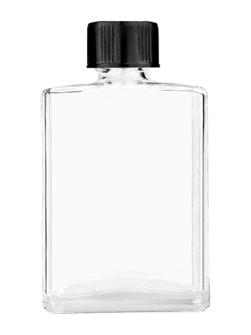 Elegant design 15ml, 1/2oz Clear glass bottle with short black cap.