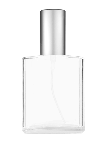 Elegant design 60 ml, 2oz  clear glass bottle  with matte silver spray pump.