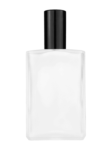 Elegant design 100 ml, 3 1/2oz frosted glass bottle with shiny black spray pump.