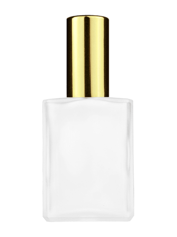 Elegant design 15ml, 1/2oz frosted glass bottle with shiny gold spray.