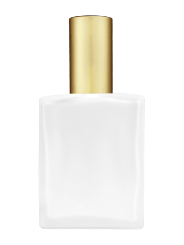 Elegant design 60 ml, 2oz frosted glass bottle with matte gold spray pump.