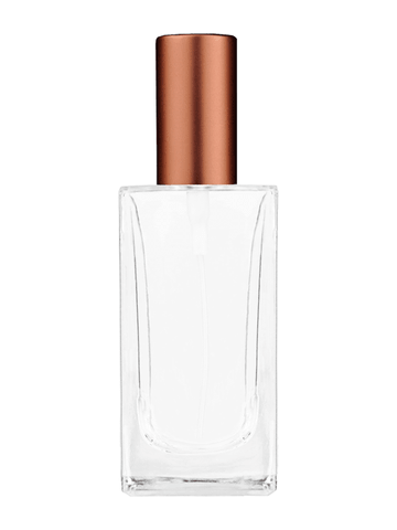 Empire design 100 ml, 3 1/2oz  clear glass bottle  with matte copper spray pump.