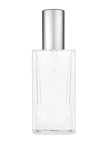 Empire design 100 ml, 3 1/2oz  clear glass bottle  with matte silver spray pump.