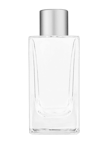 Empire design 50 ml, 1.7oz  clear glass bottle  with reducer and silver matte cap.