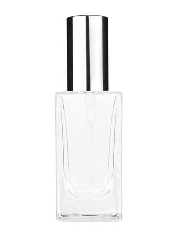 Empire design 50 ml, 1.7oz  clear glass bottle  with shiny silver spray pump.
