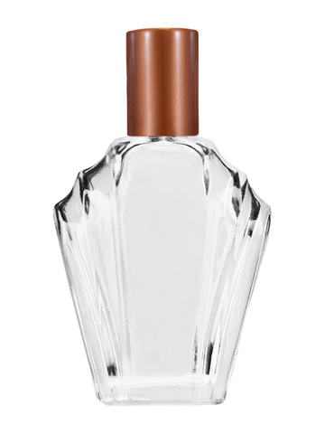Flair design 15ml, 1/2oz Clear glass bottle with metal roller ball plug and matte copper cap.