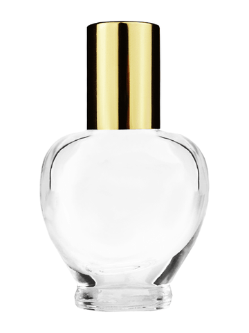 Queen design 10ml, 1/3oz Clear glass bottle with shiny gold cap.
