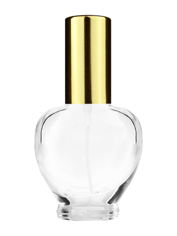 Queen design 10ml, 1/3oz Clear glass bottle with shiny gold spray.