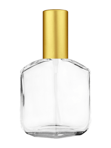 Royal design 13ml, 1/2oz Clear glass bottle with matte gold spray.