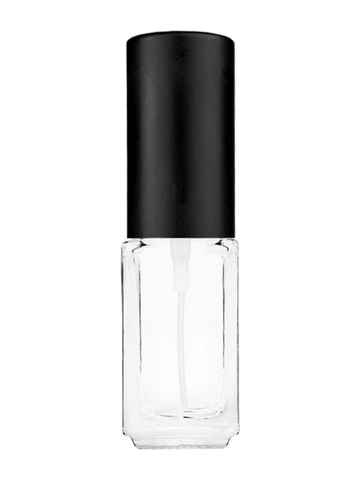 Sleek design 5ml, 1/6oz Clear glass bottle with matte black spray.