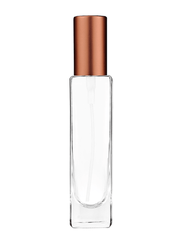 Slim design 50 ml, 1.7oz  clear glass bottle  with matte copper spray pump.