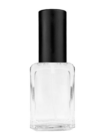 Square design 15ml, 1/2oz Clear glass bottle with matte black spray.