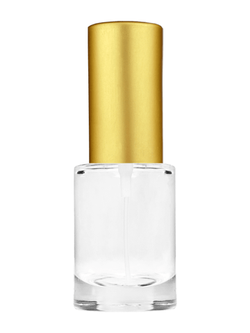 Tulip design 6ml, 1/5oz Clear glass bottle with matte gold spray.