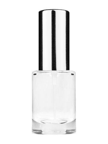 Tulip design 6ml, 1/5oz Clear glass bottle with shiny silver spray.