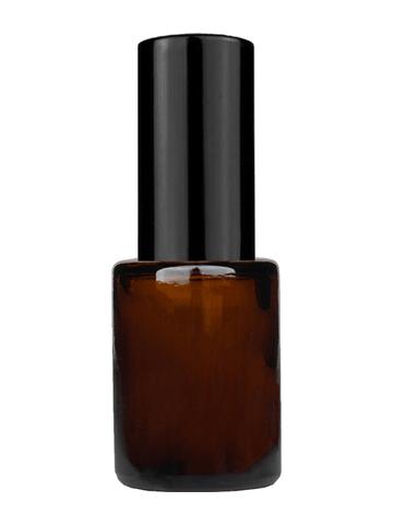 Tulip design 5ml, 1/6 oz Amber glass bottle with shiny black spray.