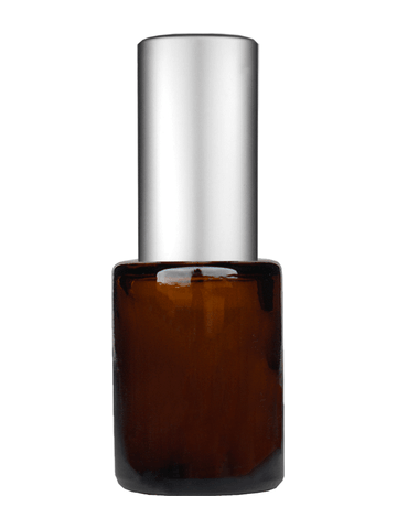 Tulip design 5ml, 1/6 oz Amber glass bottle with matte silver spray.
