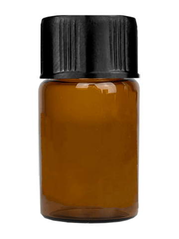 Vial design 1.8ml, Amber glass vial with black short cap.