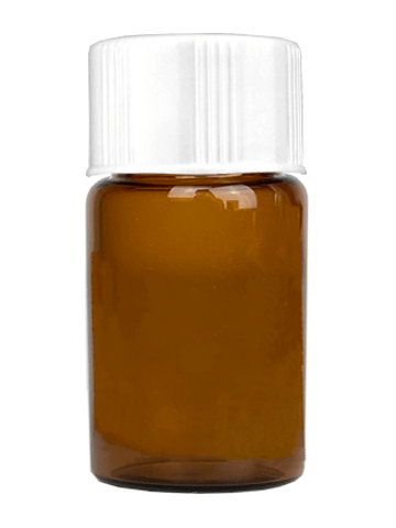 Vial design 1.8ml, Amber glass vial with white short cap.